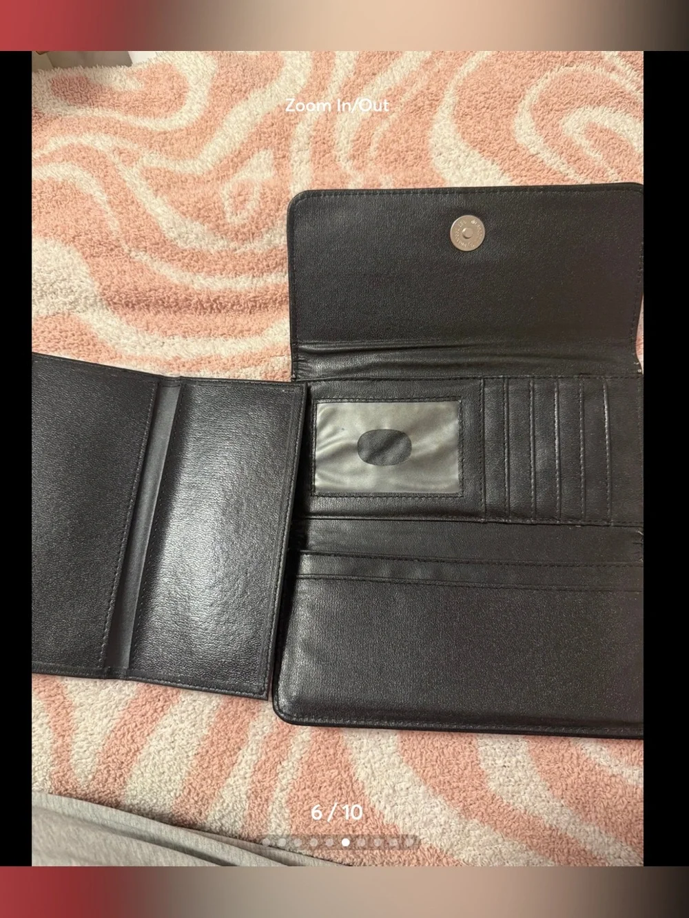 Kate Spade Rare Black Embroidered Women & Dog Card Holder with Pink Striped Tote